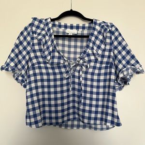 Topshop Blue Gingham Top size 4